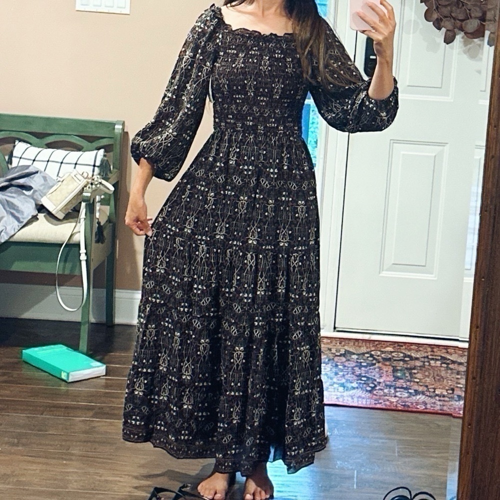 Max Studio Maxi Smocked Print Dress - Picture 2 of 7